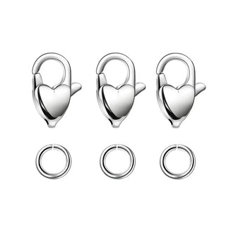 10pcs 304 Stainless Steel Heart Trigger Clasps with Jump Rings (14mm/16mm)