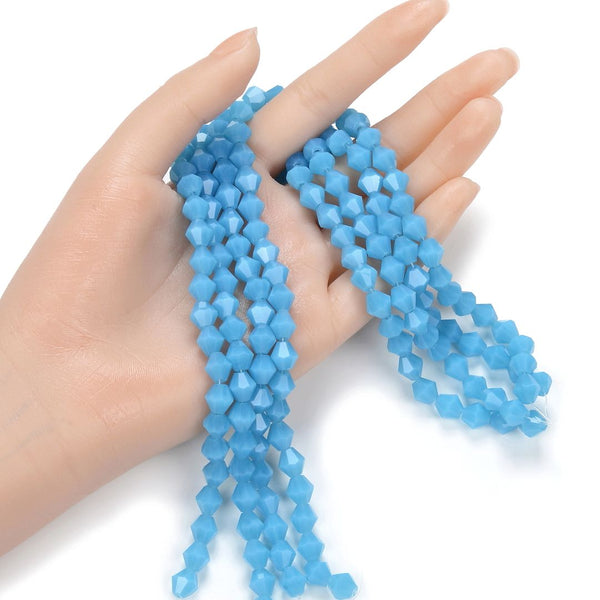 200pcs Creative Club Faceted Bicone Crystal Glass Beads, Blue Turquoise Opal, 8mm (0.31 Inch), Hole ID 1.1mm, CCB831
