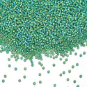 25g Miyuki Rocaille 15/0 Round Seed Beads Translucent Rainbow Green RR-179