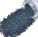 25g Miyuki Rocaille 15/0 Round Seed Beads Opaque Rainbow Black RR-455