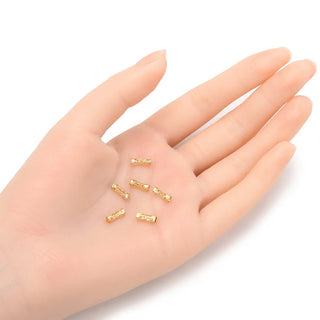 100pcs Large Hole Filigree Tube Beads, 18K Yellow Gold Plated Brass, Size Selections: 8x3mm, 8x4mm