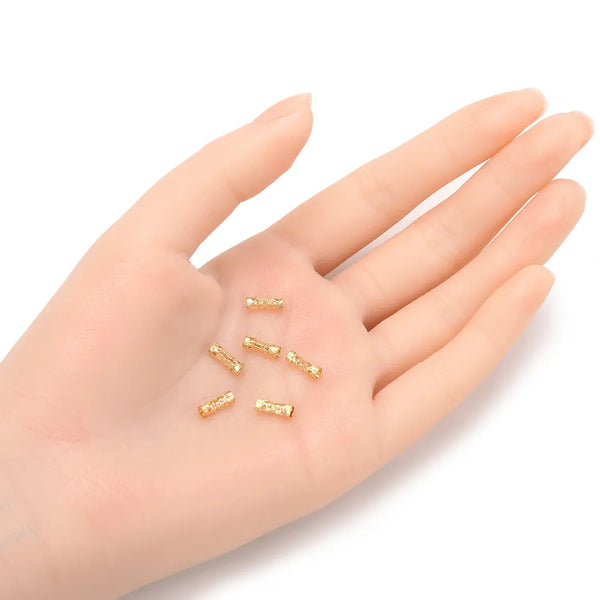 100pcs Large Hole Filigree Tube Beads, 18K Yellow Gold Plated Brass, Size Selections: 8x3mm, 8x4mm