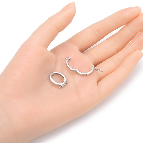 1pc Sterling Silver Oval Hinged Necklace Shortener Enhancer Clasp, Used for 8mm Beads, SS482