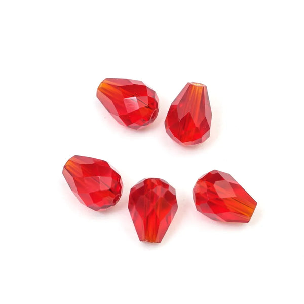 24pcs Adabele Austrian Faceted Teardrop Crystal Beads #5500, Siam Red, 8mm x 6mm, Hole ID 1mm, SST-805