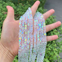 100pcs Creative Club Faceted Cube Crystal Glass Beads, Crystal AB, 6mm, Hole ID 1mm, CCC602