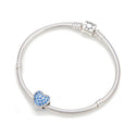 1pc 925 Sterling Silver Love Heart December Birthstone Bead Charm, Blue Zircon Cubic Zirconia CZ, 10mm, Hole ID 4.5mm, EC1-L12