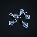 5pcs December Birthstone Charm Drops, 10mm Light Blue Austrian Teardrop Crystal Beads, Sterling Silver Plated Open Jump Rings, BR6-12