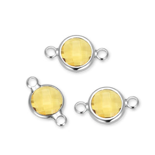 10pcs Grade A November Topaz Yellow Birthstone Links, Sterling Silver Plated Brass, Size Selections: 6mm/8mm