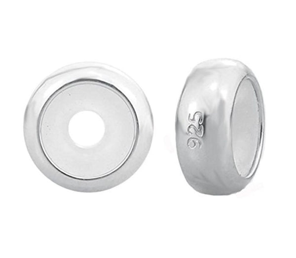 2pcs 925 Sterling Silver Rubber Charm Holder Bead Stopper, Compatible with Pandora All Other 3mm Charm Bracelet, EC27-A1