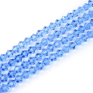 250pcs Creative Club Faceted Bicone Crystal Glass Beads, Light Sapphire Blue, 6mm (0.24 Inch), Hole ID 1mm, CCB614