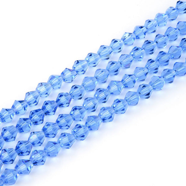 200pcs Creative Club Faceted Bicone Crystal Glass Beads, Light Sapphire Blue, 8mm (0.31 Inch), Hole ID 1.1mm, CCB814