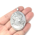 20pcs Large Sturdy Oval Bezels, Pendant Base, Antique Silver, Designed for 40x30mm Cabochon Resin Cameo Photo, MC-G2