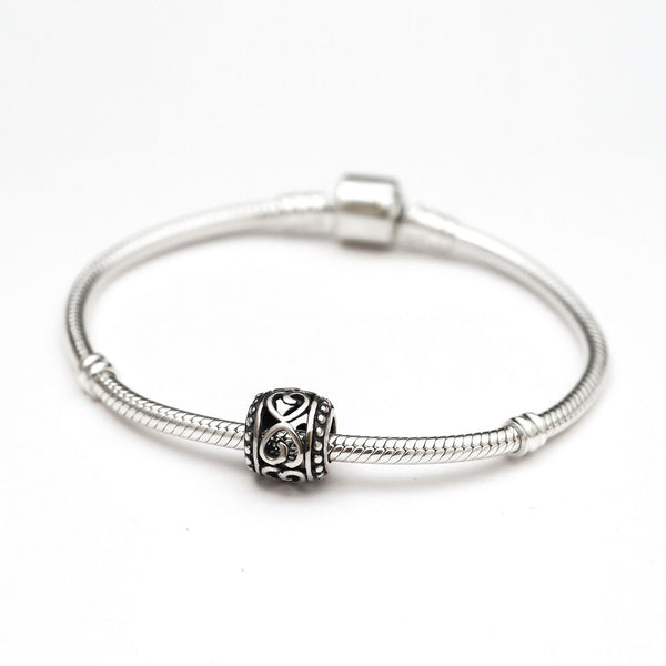 1pc Solid 925 Sterling Silver Infinite Love Charm Heart Love Bead, Compatible with Pandora All Other Charm Bracelet, EC227