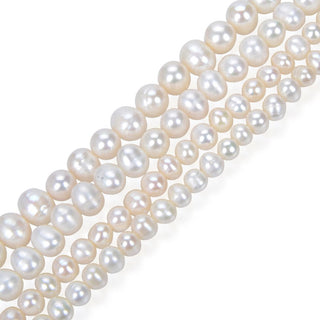 Adabele Natural AA Grade Potato Round Pearl Beads, White Cultured Freshwater Pearls, 4 - 5mm, 1 Strand/14 Inch, FP1-45