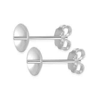 5 Pairs 925 Sterling Silver Earring Posts, Glue In Pearl Cup, 0.9mm/19 Gauge Pin, 10pcs Earring Backs, Cup Size Selections:3mm/4mm/6mm/8mm