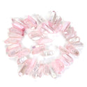 1 Strand Natural Raw Crystal Quartz Gemstone Beads, Large Drilled Stone Points, Rose Pink AB Titanium Coated Gem Stick, 15 Inch, GA-E8