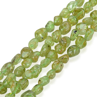 Natural Green Peridot Gemstone Oval Tumbled Pebble Beads, Irregular, 4mm to 7mm, Hole ID 1mm, 15 Inch/1 Strand, GZ11-50