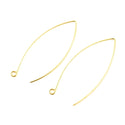 20pcs Tarnish Resistant Marquise V Shape Earring Hooks, 18K Yellow Gold Plated Brass, 45mm, 0.7mm/21 Gauge, BF247-2