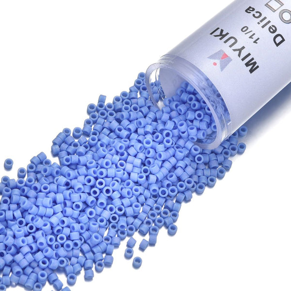 7.5g Miyuki Delica 11/0 Seed Beads, Opaque Matte Rainbow Periwinkle DB881