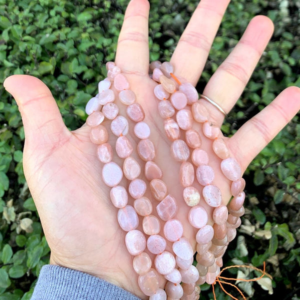 Natural Sunstone Gemstone Oval Tumbled Pebble Beads, Irregular, 8mm to 10mm, Hole ID 1mm, 15 Inch/1 Strand, GZ12-5