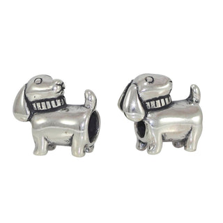 Cute Real Solid Sterling Silver Dog Charm Puppy Bead, Compatible with Pandora All Other Charm...