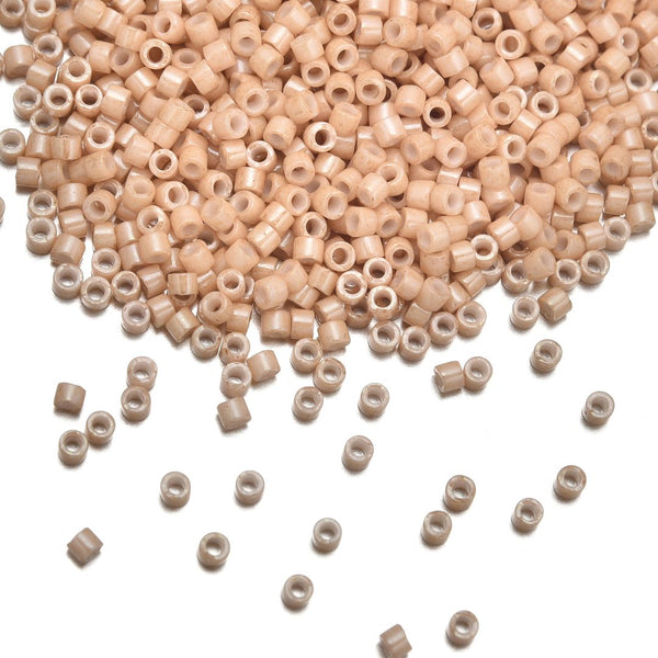 30g Miyuki Delica 11/0 Seed Beads, Opaque Gold Tan Luster DB208