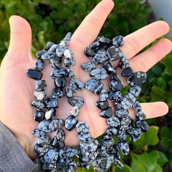 Natural Snowflake Obsidian Gemstone Petal Keishi Beads, Irregular, 10mm-20mm, Hole ID 1mm, 1 Strand/15 Inch, GZ6-35