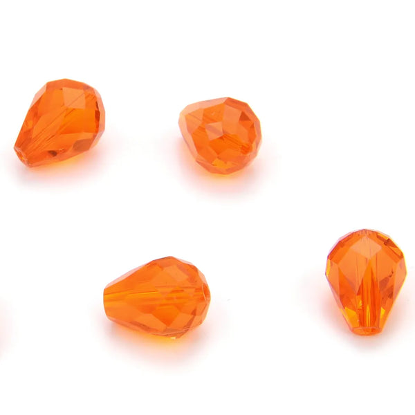 24pcs Adabele Austrian Faceted Teardrop Crystal Beads #5500, Sun (Orange), 8mm x 6mm, Hole ID 1mm, SST-812