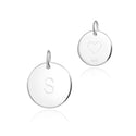 1pc 925 Sterling Silver 12mm Letter S Charm, Heart Engraved, Name Initial Disc Coin Pendant Drop, SLP-S19