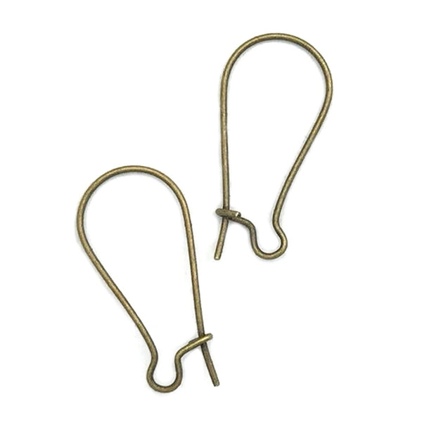 100pcs Earring Hooks Kidney Ear Wire, Antique Bronze Plated Brass, Size Selections: 18mm/25mm/30mm/36mm/43mm/47mm