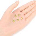 10pcs Grade A August Peridot Green Birthstone Charm Drops, 18K Yellow Gold Plated Stainless Steel, Tarnish Resistant, 6mm, CCP33-8