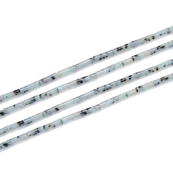 Natural Kiwi Jasper Gemstone Cylinder Tube Beads, 13x4mm, Hole ID 1mm, 14.5 Inch/1 Strand, GH-H14