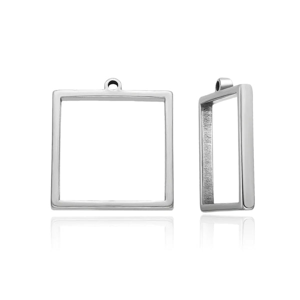 10pcs 304 Stainless Steel Square Open Back Bezel Settings (25mm/30mm)