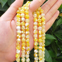 Natural Faceted Yellow Fire Agate Gemstone Round Beads, 15 Inch/1 Strand, Size Selections: 4mm/6mm/8mm/10mm