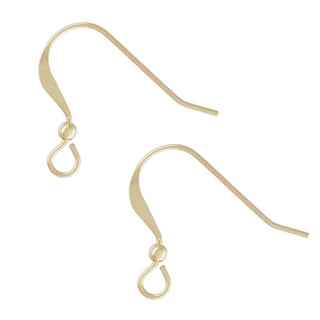 10pcs Real 1/20 14K Gold Filled Flat Fish Earring Hooks, 18mm, 2mm Bead, 0.6mm/22 Gauge, JK1-R6