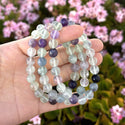 1 Strand Stretch Natural Multi-color Fluorite Beaded Gemstone Bracelet, 8mm Bead, Length Selections: 7 inch/7.5 inch/8 inch/8.5 inch