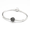 1pc Solid 925 Sterling Silver Love Rose Flower Bead Charm, Compatible with Pandora All Other Charm Bracelet, EC498