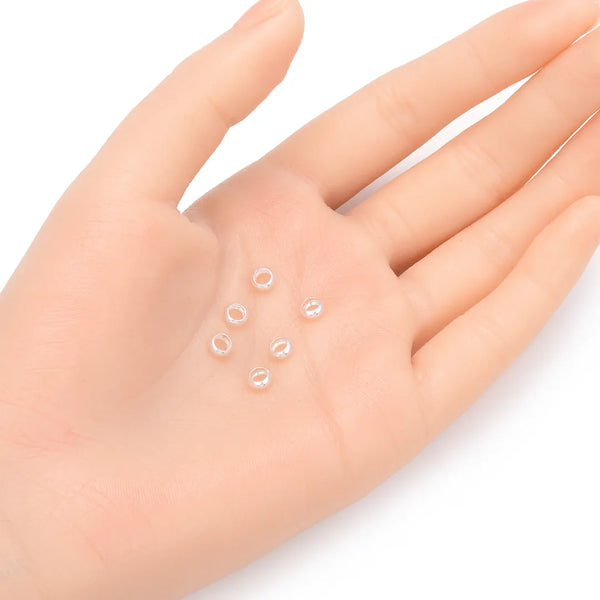 20pcs 925 Sterling Silver Large Hole Round Ring Spacer Beads, Size Selections: 4mm/5mm/6mm