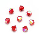 100pcs Preciosa Faceted Bicone Crystal Beads, Light Siam AB, Size Selections: 3mm/4mm/6mm
