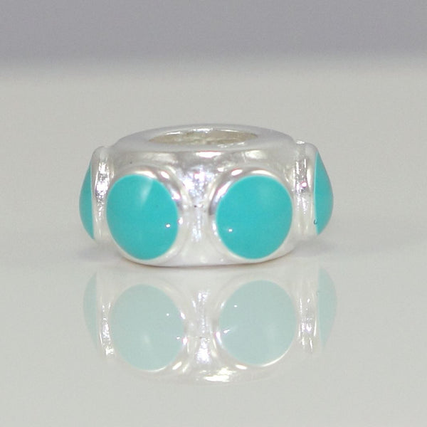1pc Solid 925 Sterling Silver March Birthstone Charm Aqua Blue Enamel Bead, Compatible with Pandora All Other Charm Bracelet, EC30