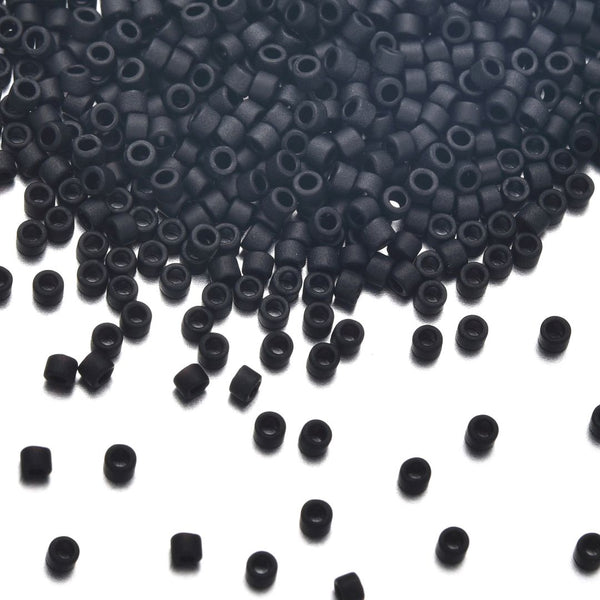 7.5g Miyuki Delica 11/0 Seed Beads, Transparent Matte Black DB310