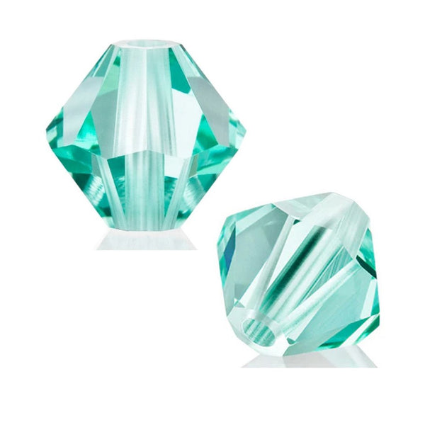 100pcs Preciosa Faceted Bicone Crystal Beads, Caribbean Sea (Blue), Size Selections: 3mm/4mm/6mm