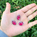 10pcs Grade A July Ruby Red Oval Birthstone Charm Drops, Sterling Silver Plated Brass, 18x13mm, CCP6-S7