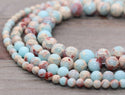 Natural Blue Aqua Terra Jasper Gemstone Round Beads, 15 Inch/1 Strand, Size Selections: 4mm/6mm/8mm/10mm