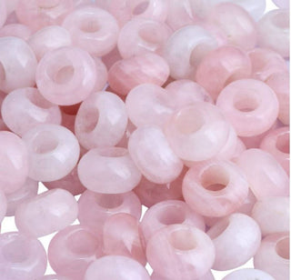 10pcs Natural Pink Rose Quartz Gemstone Donut Rondelle Beads,14x8mm, Hole ID 5.6mm, GW-A1