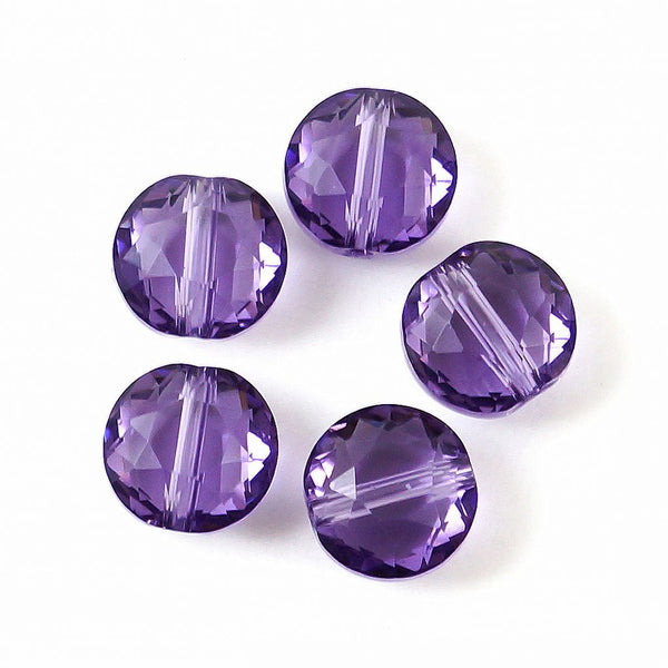 25pcs Adabele Austrian Faceted Flat Round Coin Crystal Beads #5052, Tanzanite Purple, 8mm, Hole ID 1mm, SSMR826