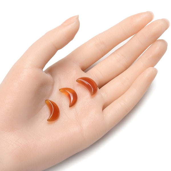 4pcs Natural Carnelian Agate Hand Carved Moon Gemstone, 18mm Loose Cut Stones, G3P-A5