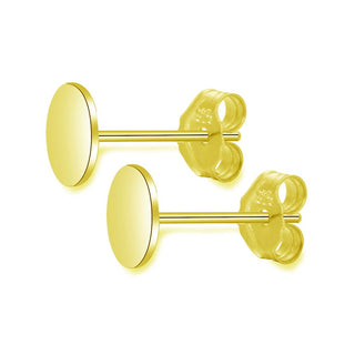 4 Pairs 925 Sterling Silver Earring Posts, 18K Yellow Gold Plated, Glue On Flat Board, 0.7mm/21 Gauge Pin, 8pcs Earring Backs, Flat Board Selections: 3/4/6/8mm