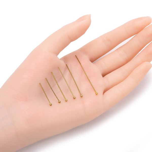 200pcs Ball Head Pins Headpins, Antique Bronze Plated Brass, 0.8mm/20 Gauge, Length Selections: 22mm/26mm/30mm/38mm/50mm