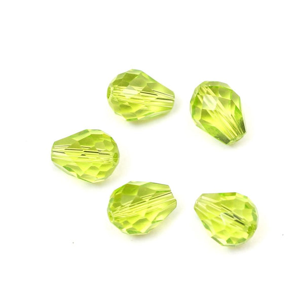 24pcs Adabele Austrian Faceted Teardrop Crystal Beads #5500, Light Olivine Green, 8mm x 6mm, Hole ID 1mm, SST-817